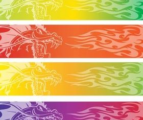 Color Banners with Dragon set vector