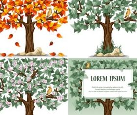 Bright trees and birds vector