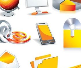 Orange Computer Icons shiny vector