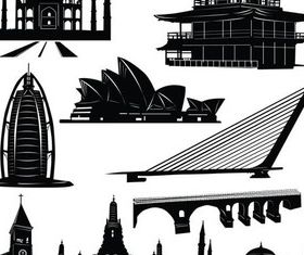 Famous Buildings Templates set vector