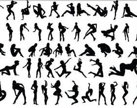 Silhouettes Dancing Girls vector