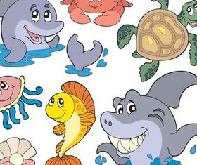 Cute Marine Inhabitants vector