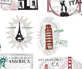Different City Stamps vector