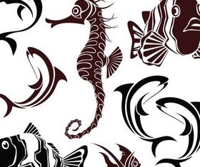 Marine Fish Templates vector graphic