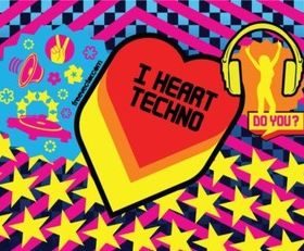 I Love Techno shiny vector