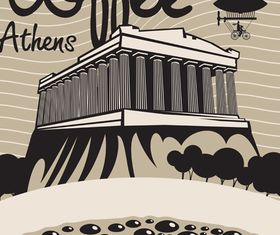 coffee and building background 4 set vector