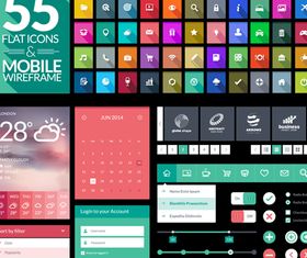 Mobile App and Icons vector