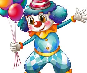 Cartoon clown vector set