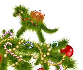 Pine needles horse christmas elements vector
