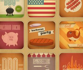 Vintage food cards 4 vector