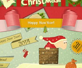 Vintage Christmas elements 3 vector