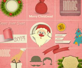 Vintage Christmas elements 4 vector