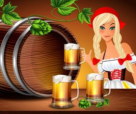 Beer and girl vector