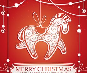 Christmas horse background vector