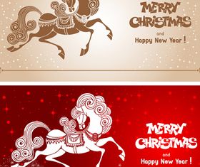 Christmas card and horse vectors graphics