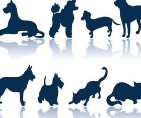 Dogs and Cats Silhouettes vector graphic