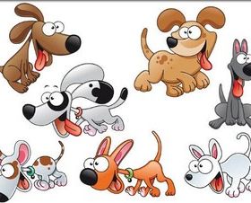 Different Funny Dogs vector