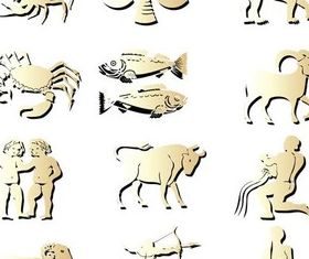 Light Gold Zodiac Symbols vector