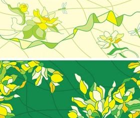 Light Green Floral Banners vector