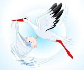 Stork Baby Cartoon vector material