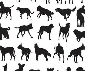 Silhouettes Dogs set vector