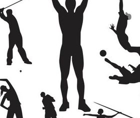 Silhouettes Sportsmen vectors material