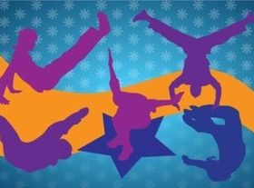 Breakdancing Silhouettes shiny vector