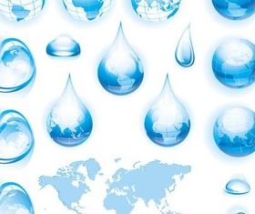 Water Style Globes vector set