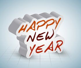 Happy New Year 3D background vector set