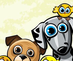 Cartoon dog and bird 1 vector