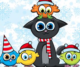 Cartoon dog and bird 2 vector