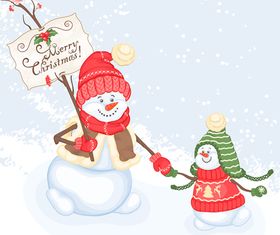 Cute snowman and christmas 1 vector