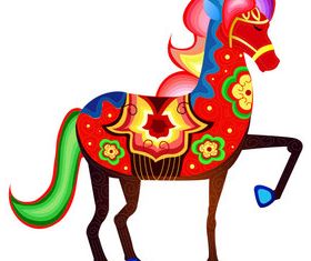 Colored floral horse vector