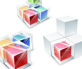 Colored 3D Cube background vector