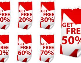 Red Discount stickers 1 vector