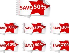 Red Discount stickers 2 vector