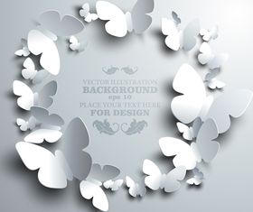 Paper butterflies background 1 vector
