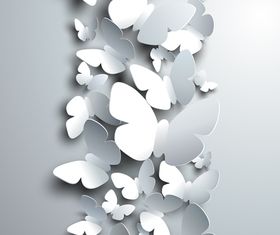 Paper butterflies background 3 vectors