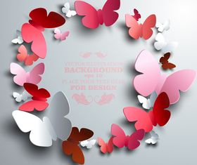 Paper butterflies background 4 vector