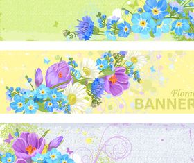 Floral grunge banner vector material