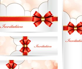 Red bow Invitation cards 2 vector
