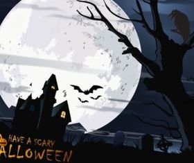 Scary Halloween Card shiny vector