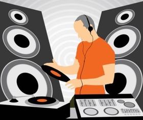 DJ at Work set vector