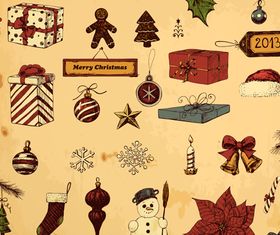 Vintage Christmas Gift elements set vector