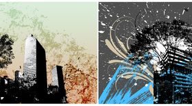 Abstract urban buildings background 2 design vectors