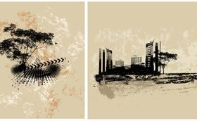 Abstract urban buildings background 4 design vectors