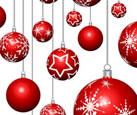 Red Christmas baubles vector