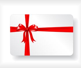 Red ribbon gift card vector