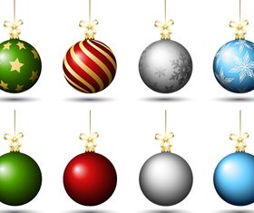 Colored christmas baubles set vector
