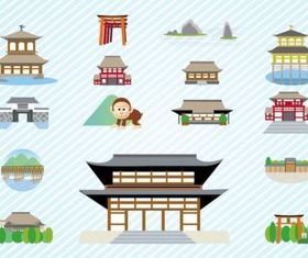 Japanese Architecture set vector